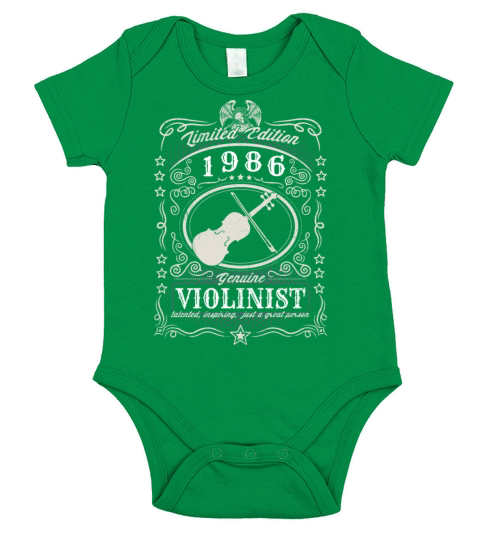 Vintage 1986 Violinist Birthday Gift Violin Player Short Sleeve Baby One-Piece