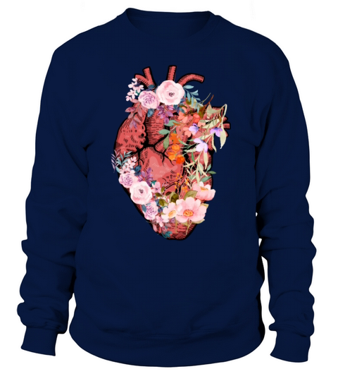 Anatomical Heart And Flowers Sweatshirt Unisex