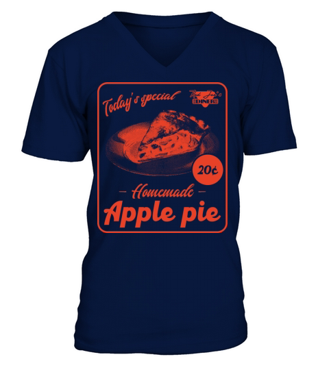 Apple Pie Retro Aesthetic Diner Advertisement V-Neck T-shirt