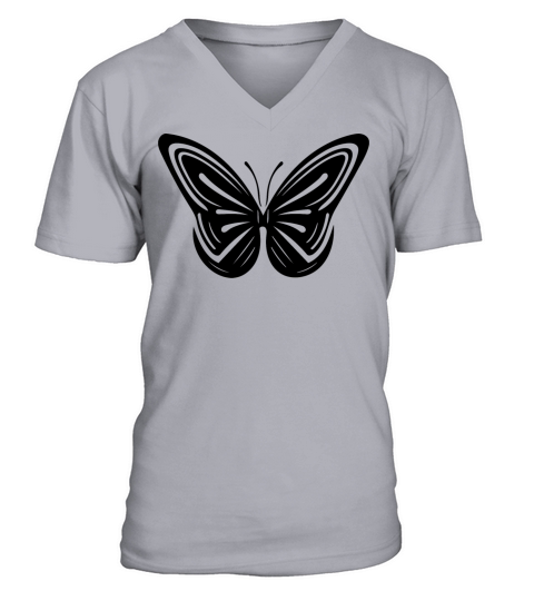 Elegant Vintage Geometric Butterfly V-Neck T-shirt