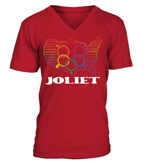 Joliet Pride Month Pride Flag LGBT Community LGBTQ V-Neck T-shirt