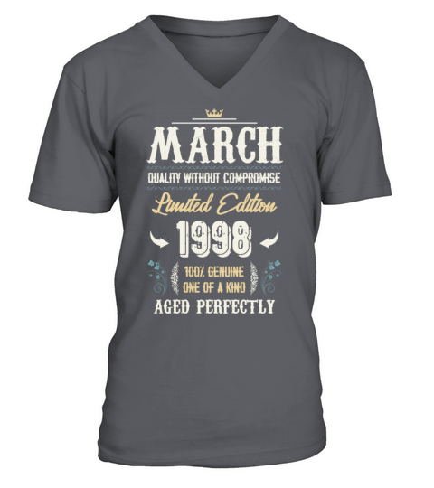 March 1998 Vintage Birthday Present V-Neck T-shirt