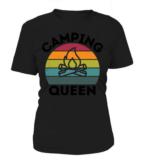 Camping Queen vintage retro colorful and black Women's T-Shirt