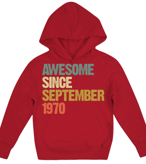 Awesome Since September 1970 Retro Vintage Gift Kids Hoodie