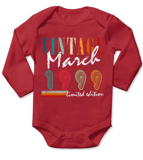 24th birthday march vintage 1999 vintage Long Sleeve Baby One-Piece