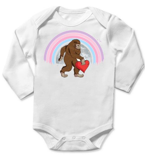 Bigfoot Heart Valentines Day Girl Women Love Long Sleeve Baby One-Piece