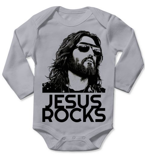 Jesus Rocks Long Sleeve Baby One-Piece