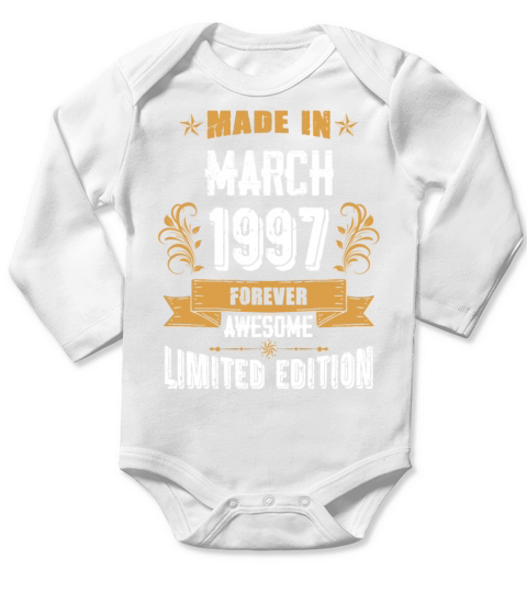 March 1997 Vintage Birthday Present Long Sleeve Baby One-Piece