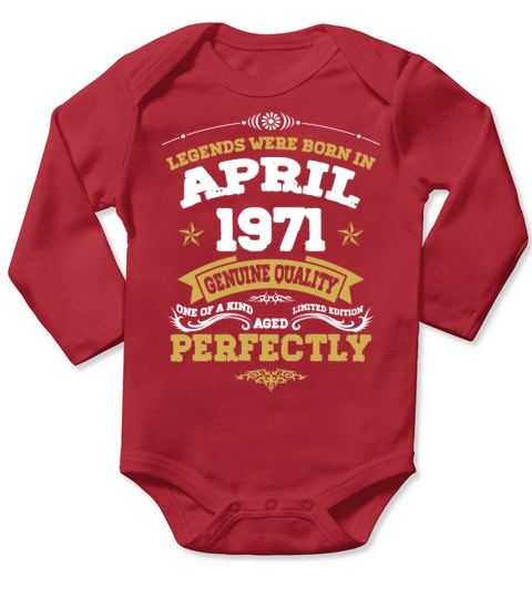 Vintage Aged To Perfection April 1971 Long Sleeve Baby One-Piece