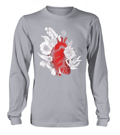 Anatomical Heart And Flowers Long sleeved Unisex