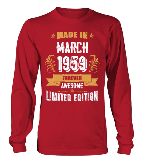 March 1959 Vintage Birthday Present Long sleeved Unisex