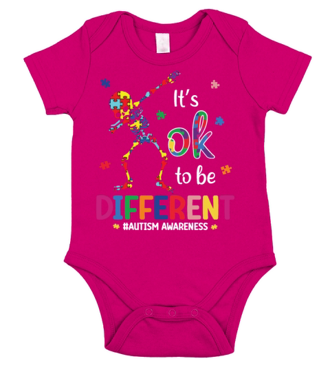 Its Ok To Be Different Autism Awareness Funny Short Sleeve Baby One-Piece