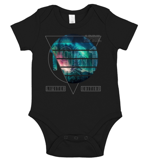 Limited Edition 1961 April Birthday Polar Lights Short Sleeve Baby One-Piece