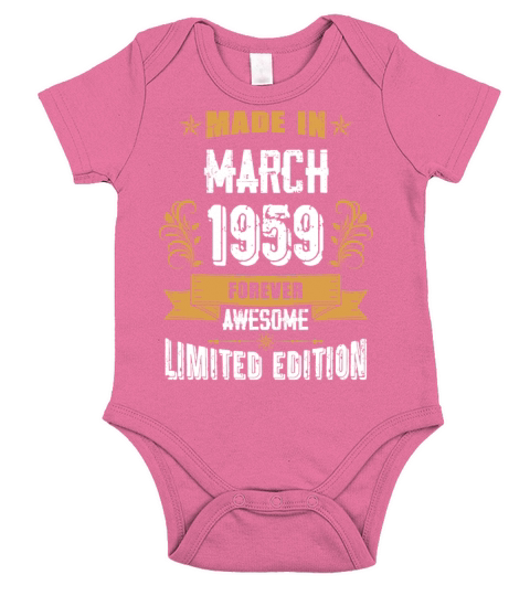 March 1959 Vintage Birthday Present Short Sleeve Baby One-Piece