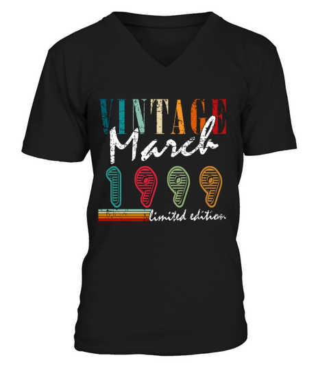 24th birthday march vintage 1999 vintage V-Neck T-shirt