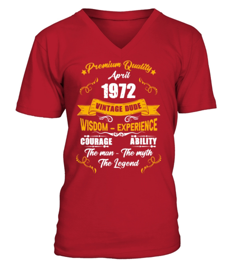 April 1972 Vintage Birthday Present V-Neck T-shirt