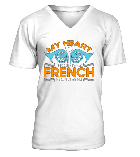 French Horn My Heart Belongs To Jazz Horn Hornist V-Neck T-shirt