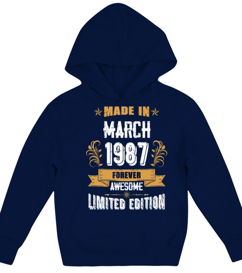 March 1987 Vintage Birthday Present Kids Hoodie