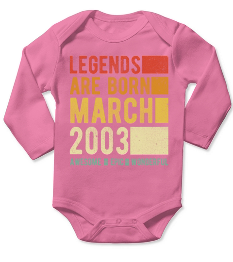 Birthday March 2003 Long Sleeve Baby One-Piece