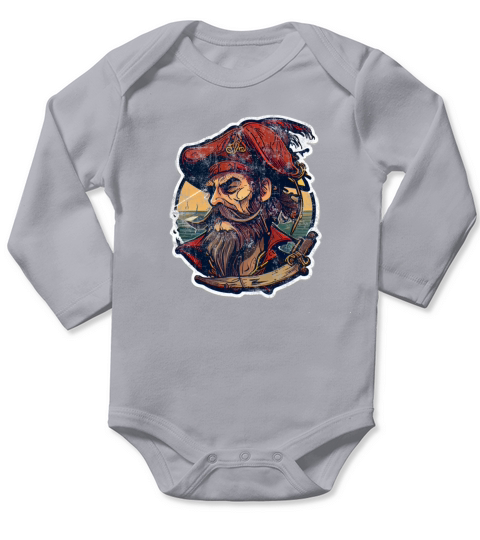 Retro Pirate Long Sleeve Baby One-Piece