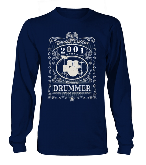 Vintage 2001 Drummer Birthday Gift Percussionist Long sleeved Unisex