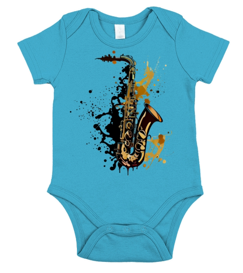 Abstract Saxophone Short Sleeve Baby One-Piece