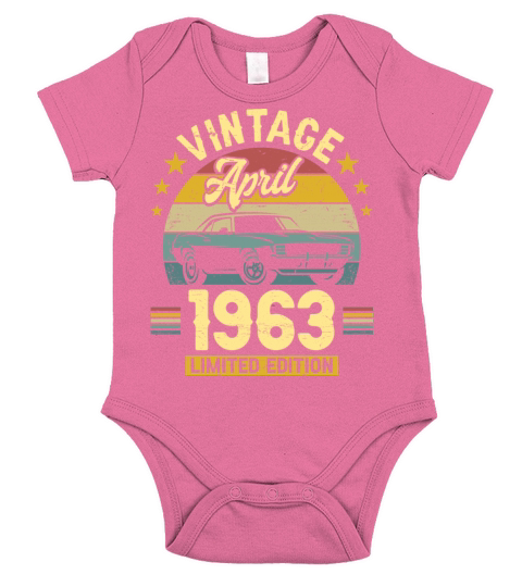 April 1963 60 Years Old Vintage 60th Birthday Short Sleeve Baby One-Piece