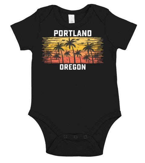 Portland Oregon Summer Retro VIntage Vacation Short Sleeve Baby One-Piece