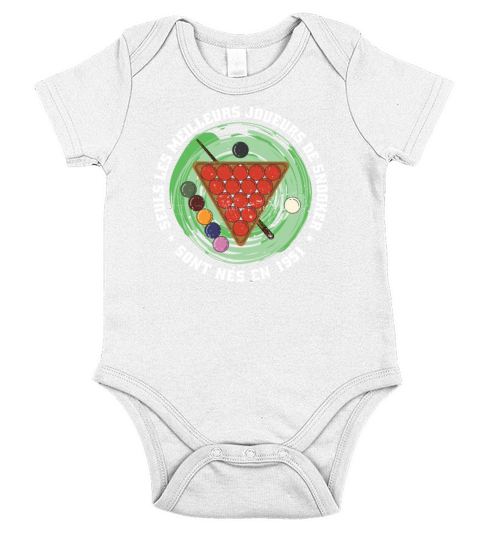 Snooker born in 1951 Vintage Birthday Snooker Short Sleeve Baby One-Piece