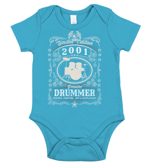 Vintage 2001 Drummer Birthday Gift Percussionist Short Sleeve Baby One-Piece