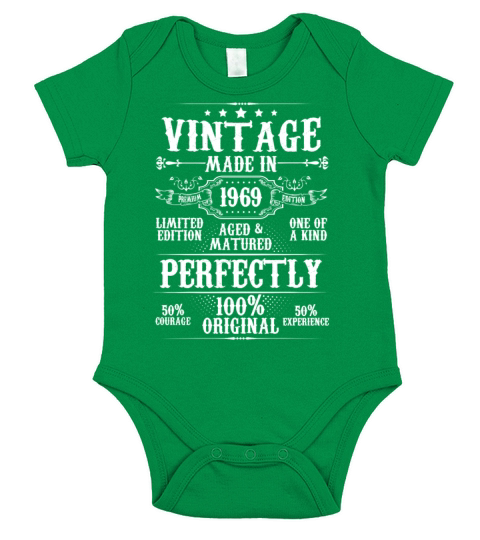 Vintage Made In 1969 Aged Matured Perfectly Short Sleeve Baby One-Piece
