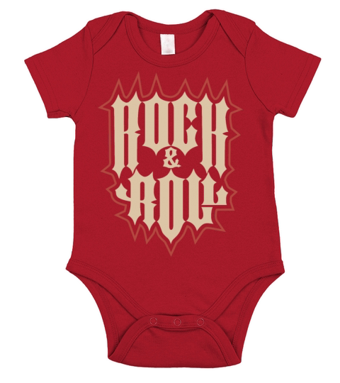 Vintage Rock and Roll Lettering Typography Tattoo Short Sleeve Baby One-Piece