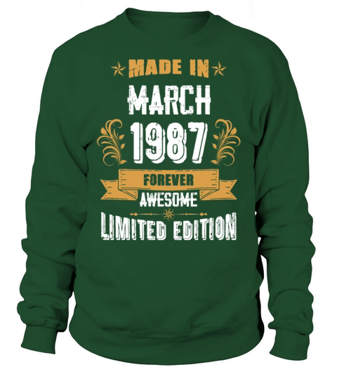 March 1987 Vintage Birthday Present Sweatshirt Unisex