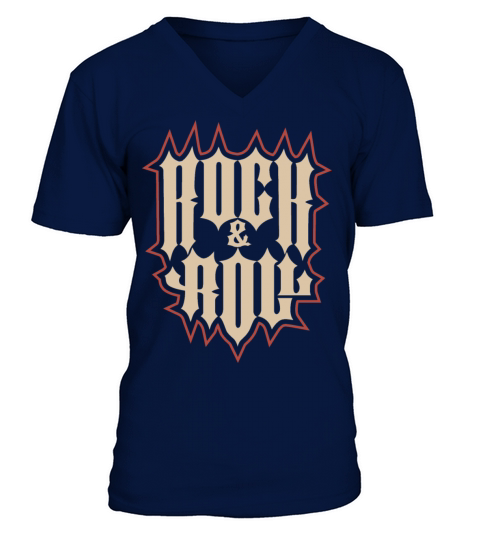 Vintage Rock and Roll Lettering Typography Tattoo V-Neck T-shirt