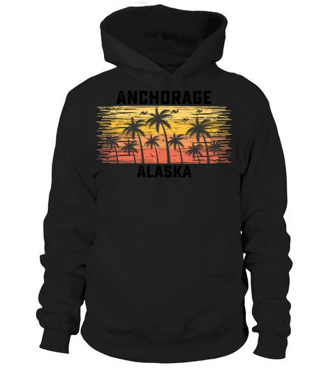 Anchorage Alaska Summer Retro VIntage Vacation Hoodie Unisex