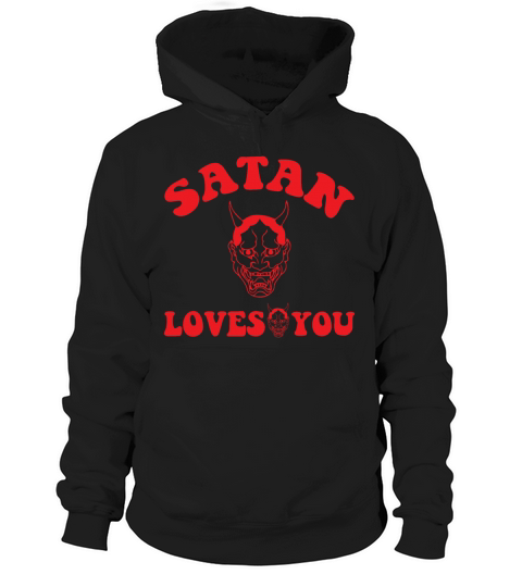 Satan Loves You Vintage Retro Text Hoodie Unisex