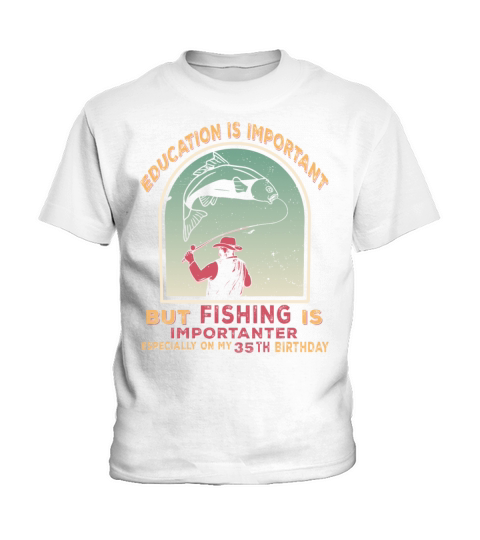 35th birthday fishing 1978 vintage fisherman angle Kids T-Shirt