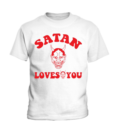 Satan Loves You Vintage Retro Text Kids T-Shirt