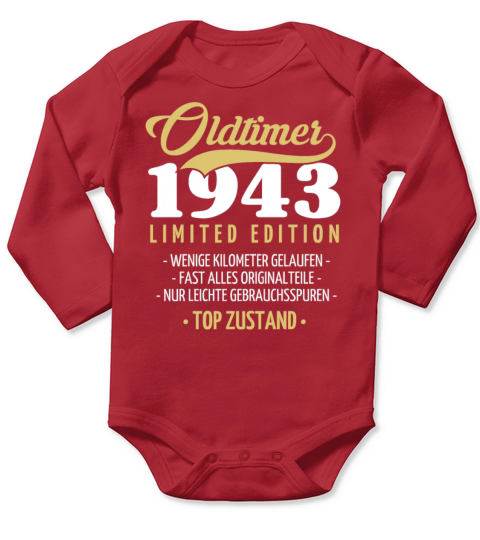 80th Birthday Vintage 1943 Long Sleeve Baby One-Piece