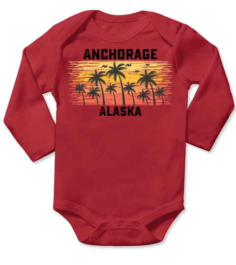 Anchorage Alaska Summer Retro VIntage Vacation Long Sleeve Baby One-Piece