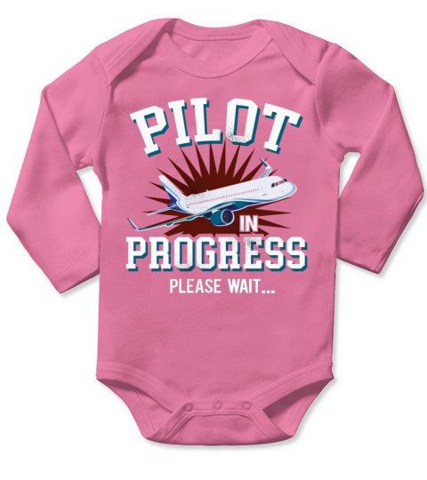 Pilot Progress Please Wait Future Pilot Gifts Funn Long Sleeve Baby One-Piece