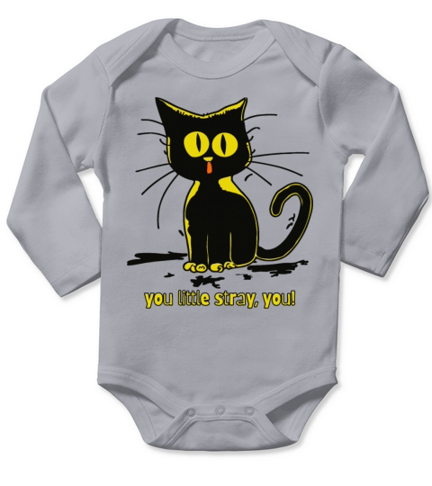 you little stray vintage cartoon cat Long Sleeve Baby One-Piece