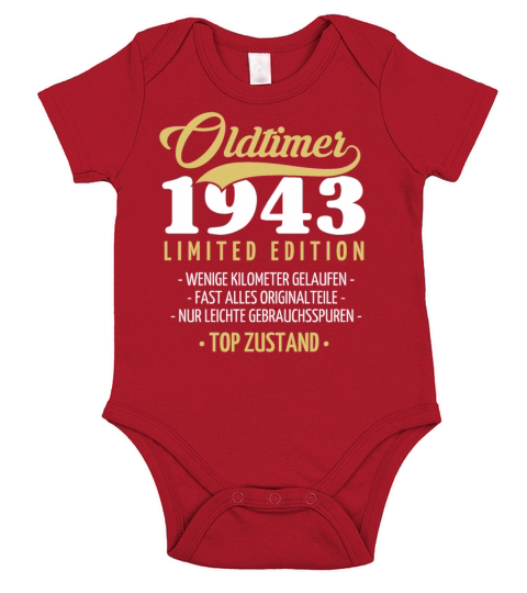 80th Birthday Vintage 1943 Short Sleeve Baby One-Piece