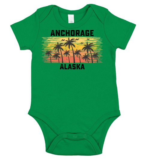 Anchorage Alaska Summer Retro VIntage Vacation Short Sleeve Baby One-Piece