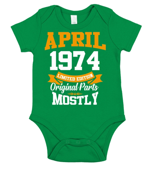 April 1974 Vintage Birthday Present Short Sleeve Baby One-Piece
