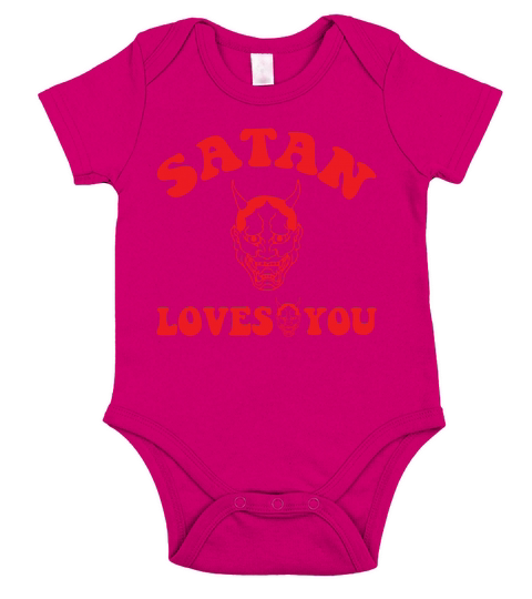 Satan Loves You Vintage Retro Text Short Sleeve Baby One-Piece