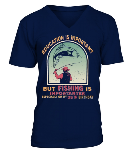 35th birthday fishing 1978 vintage fisherman angle V-Neck T-shirt