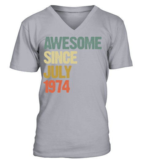 Distressed Vintage Awesome Since July 1974 V-Neck T-shirt
