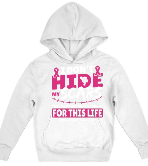 I Dont Hide My Scars Breast Cancer Awareness Kids Hoodie