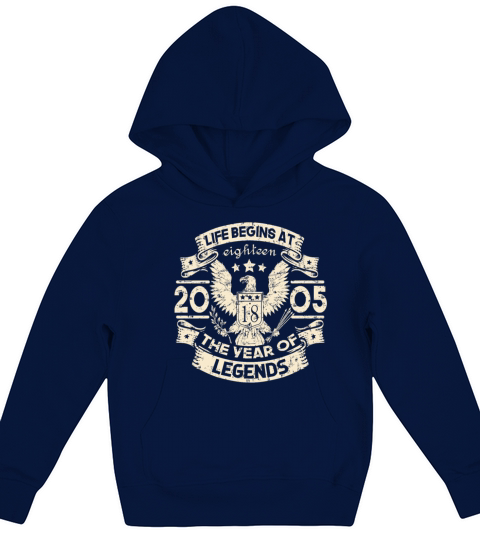 Life begins at 18 years 2005 vintage birthday Kids Hoodie